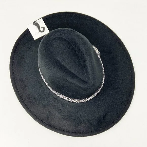 Black Wide Brim Rancher Style Hat